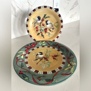Lenox Winter Greetings Everyday Stoneware Set of 2 Chickadee Plates